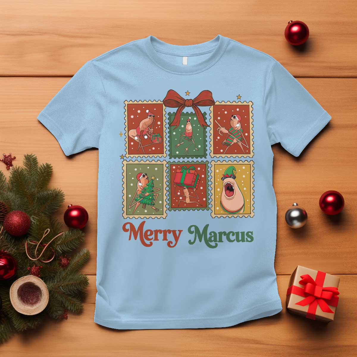 Christmas Marcus The Worm Meme T Shirt Funny Merry Marcus Gift TS12 Light Blue Print Your Wear