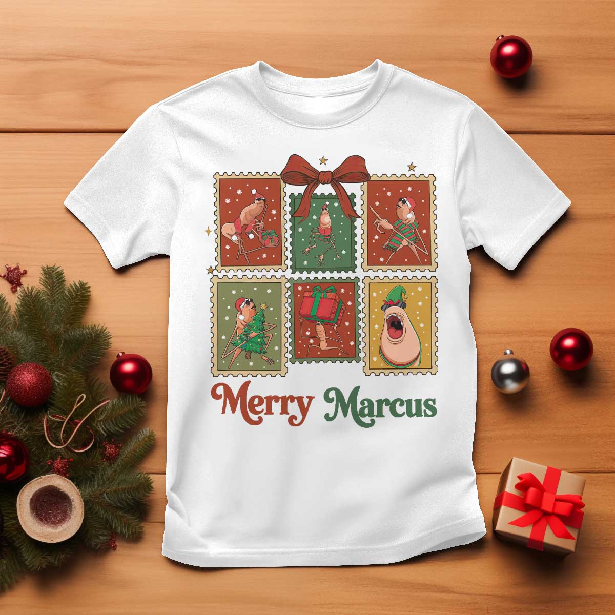 Christmas Marcus The Worm Meme T Shirt Funny Merry Marcus Gift TS12 White Print Your Wear