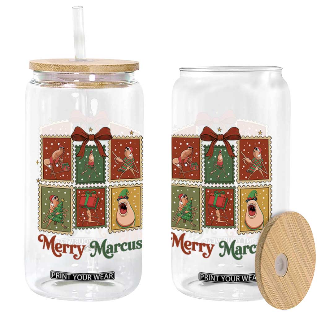 Christmas Marcus The Worm Meme Glass Can Funny Merry Marcus Gift - Print Your Wear