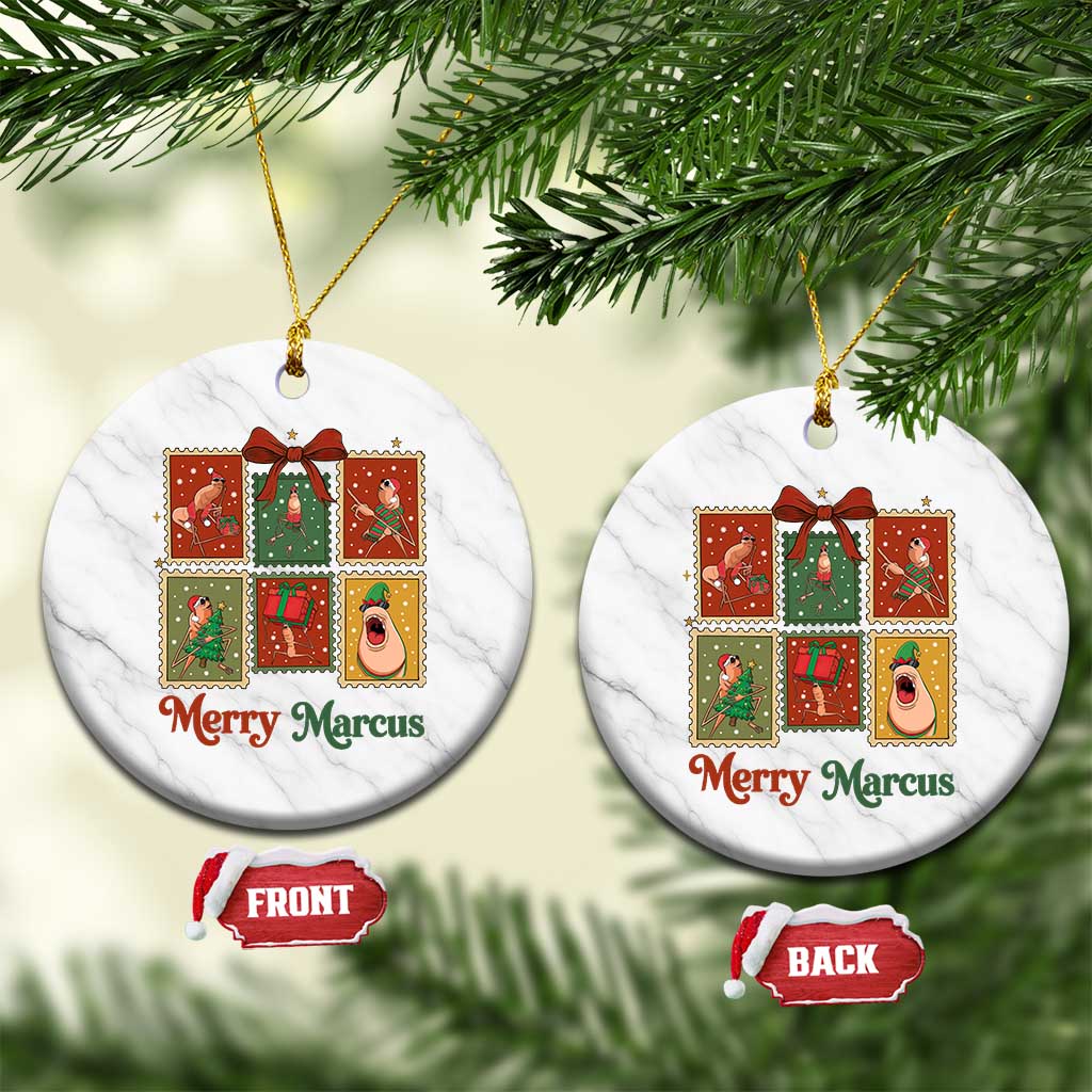 Christmas Marcus The Worm Meme Ceramic Ornament Funny Merry Marcus Gift TS12 1pc White Marble Print Your Wear