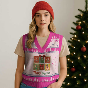 Xmas Marcus The Worm Meme V-Neck Knit Sweater Vest Funny Merry Marcus Gift TS12 Hot Pink Print Your Wear