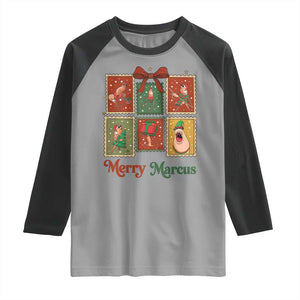 Christmas Marcus The Worm Meme Raglan Shirt Funny Merry Marcus Gift TS12 Sport Gray Black Print Your Wear