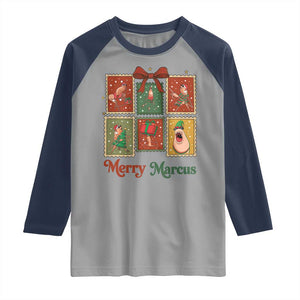 Christmas Marcus The Worm Meme Raglan Shirt Funny Merry Marcus Gift TS12 Sport Gray Navy Print Your Wear