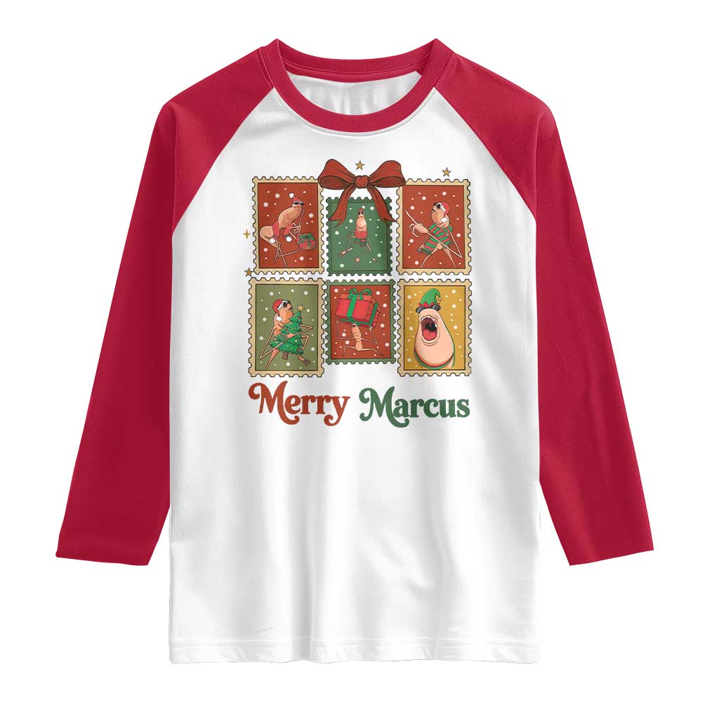 Christmas Marcus The Worm Meme Raglan Shirt Funny Merry Marcus Gift TS12 White Red Print Your Wear