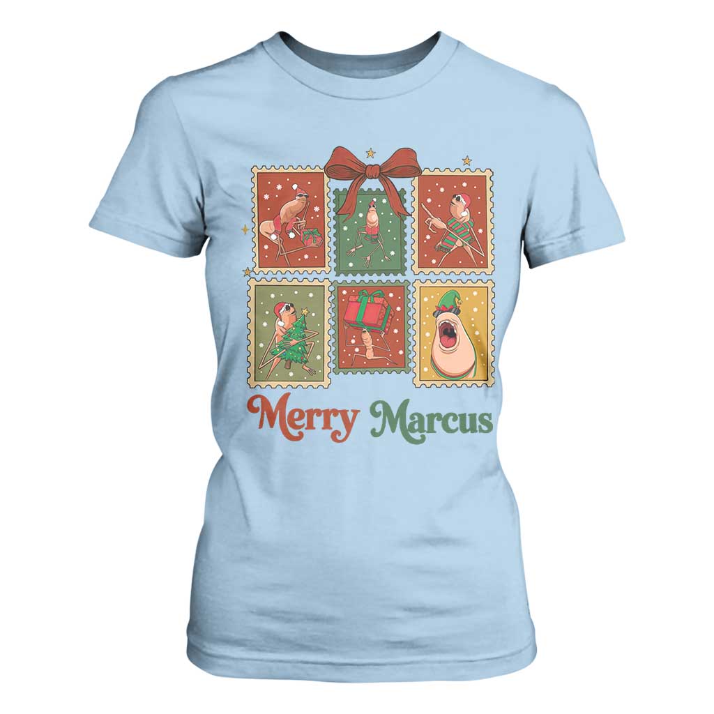 Christmas Marcus The Worm Meme T Shirt For Women Funny Merry Marcus Gift TS12 Light Blue Print Your Wear