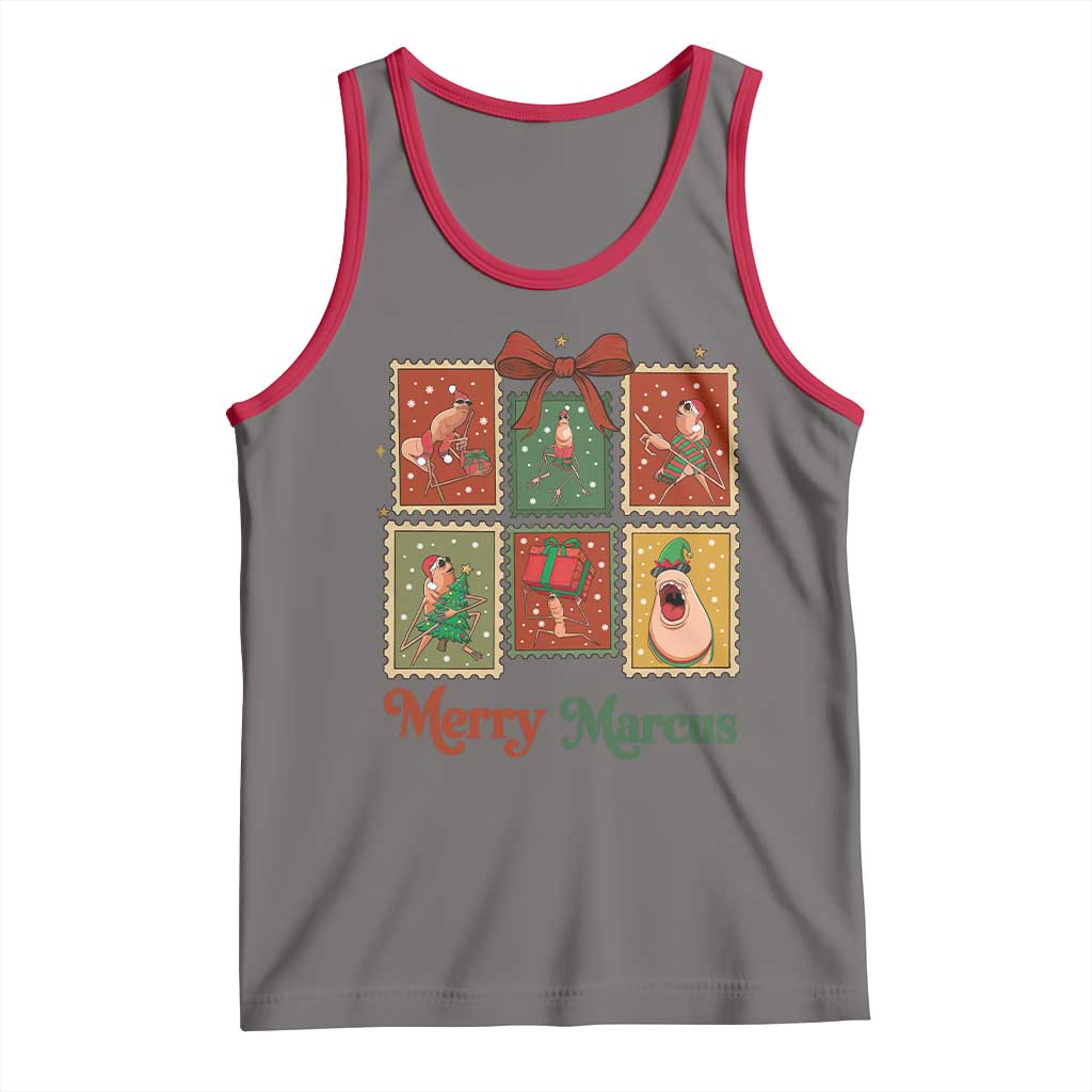 Christmas Marcus The Worm Meme Tank Top Funny Merry Marcus Gift TS12 Deep Heather Red Print Your Wear