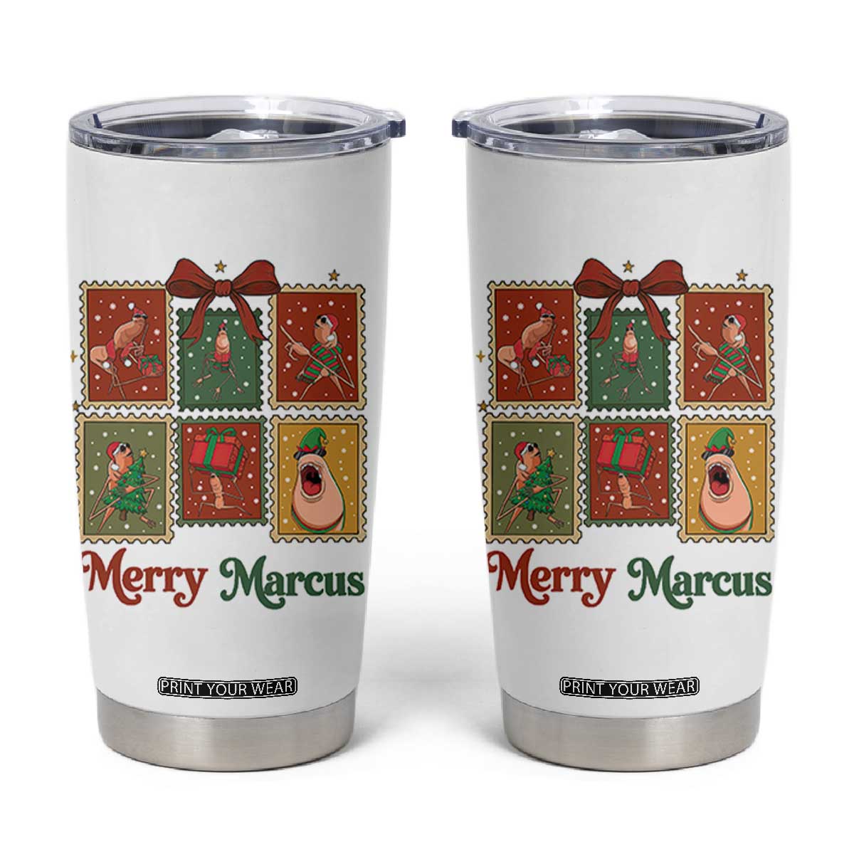 Christmas Marcus The Worm Meme Tumbler Cup Funny Merry Marcus Gift - Print Your Wear