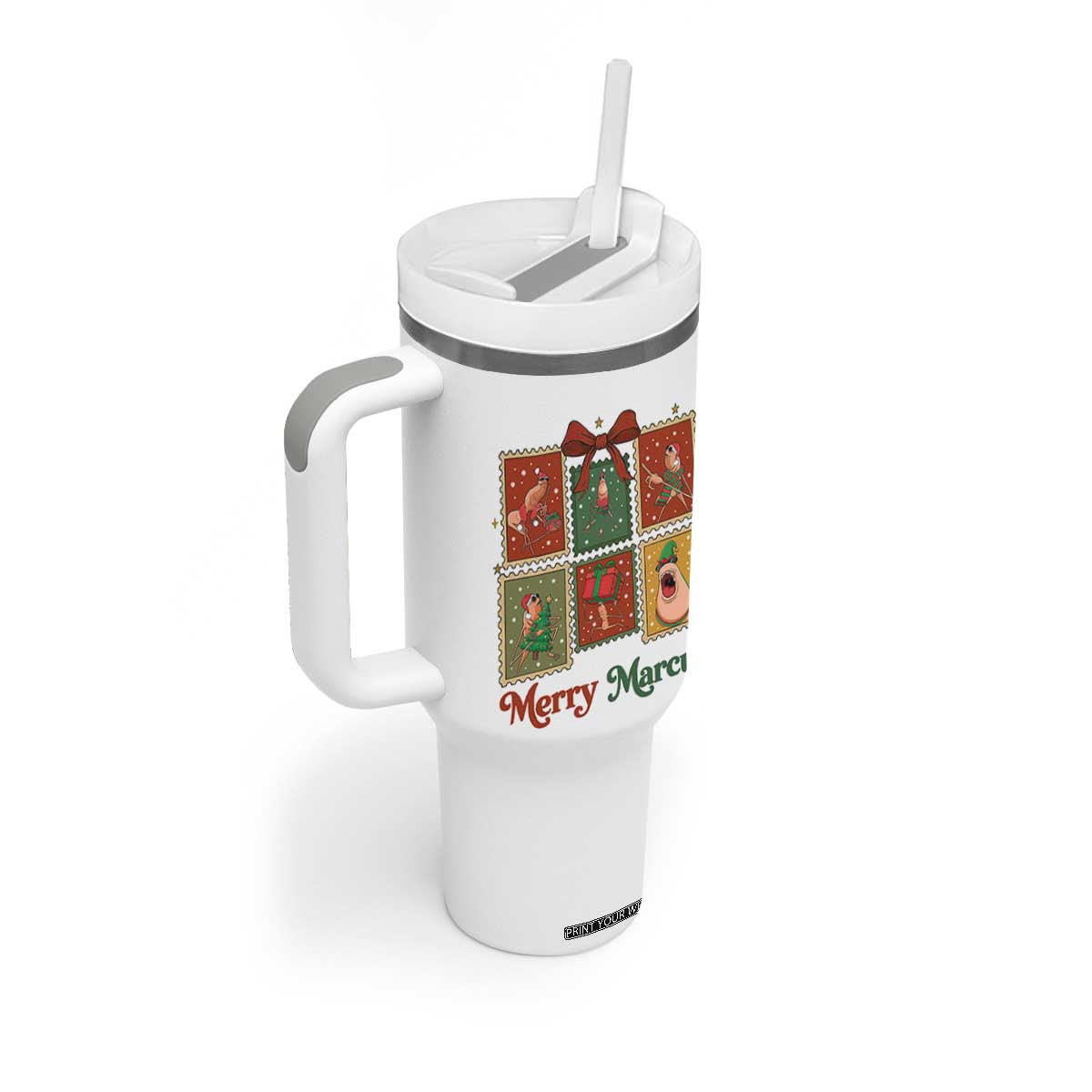 Christmas Marcus The Worm Meme Tumbler With Handle Funny Merry Marcus Gift - Print Your Wear