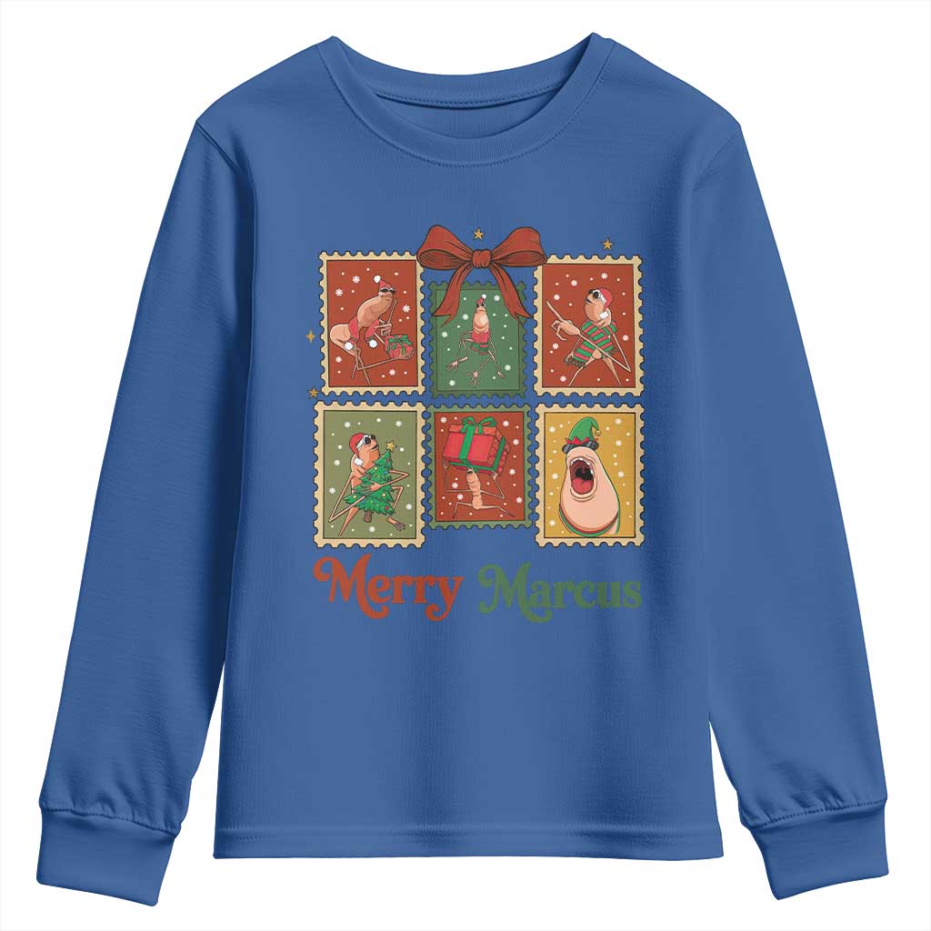 Christmas Marcus The Worm Meme Youth Sweatshirt Funny Merry Marcus Gift TS12 Royal Blue Print Your Wear