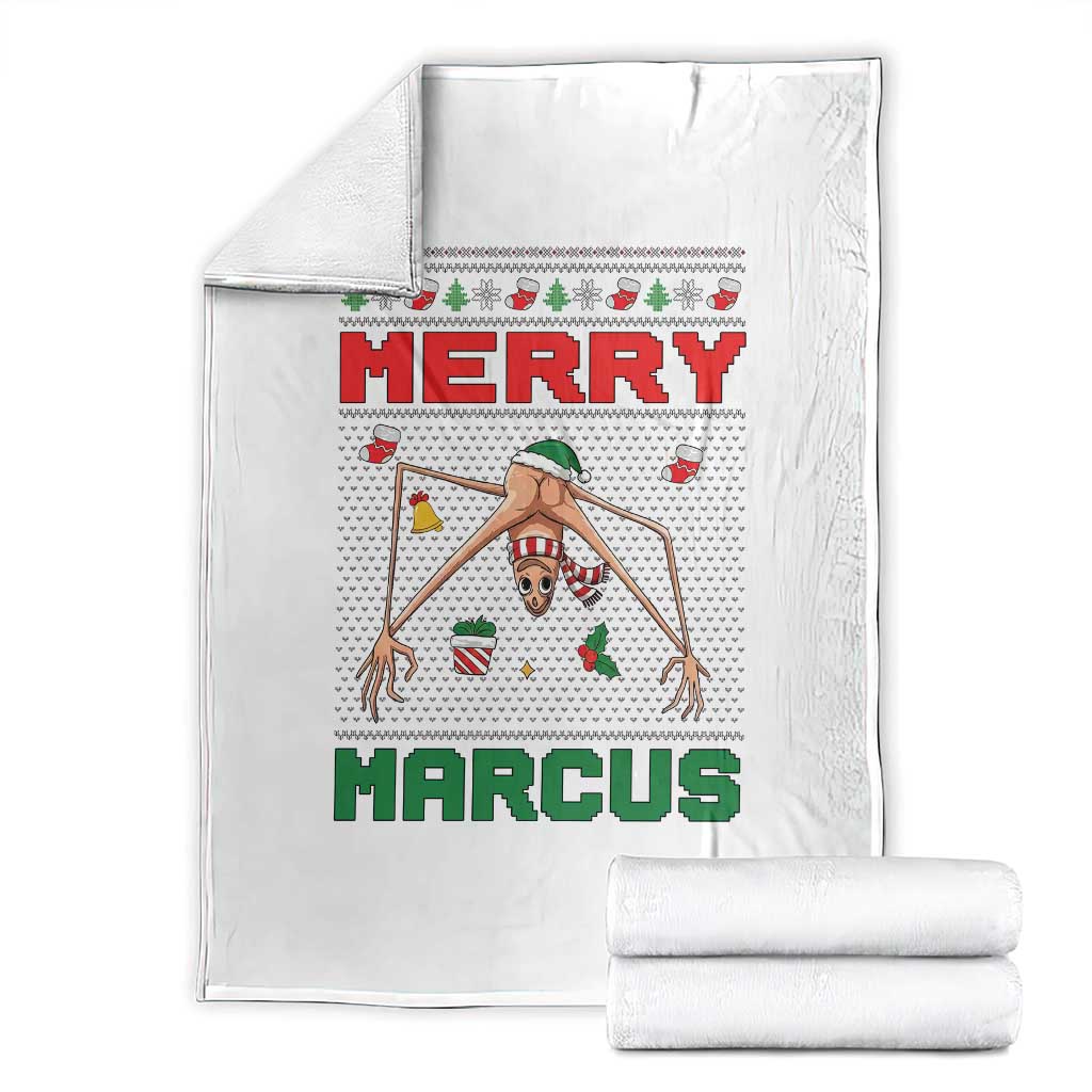 Marcus The Worm Meme Merry Marcus Throw Blanket Funny Ugly Christmas Gift TS12 White Print Your Wear