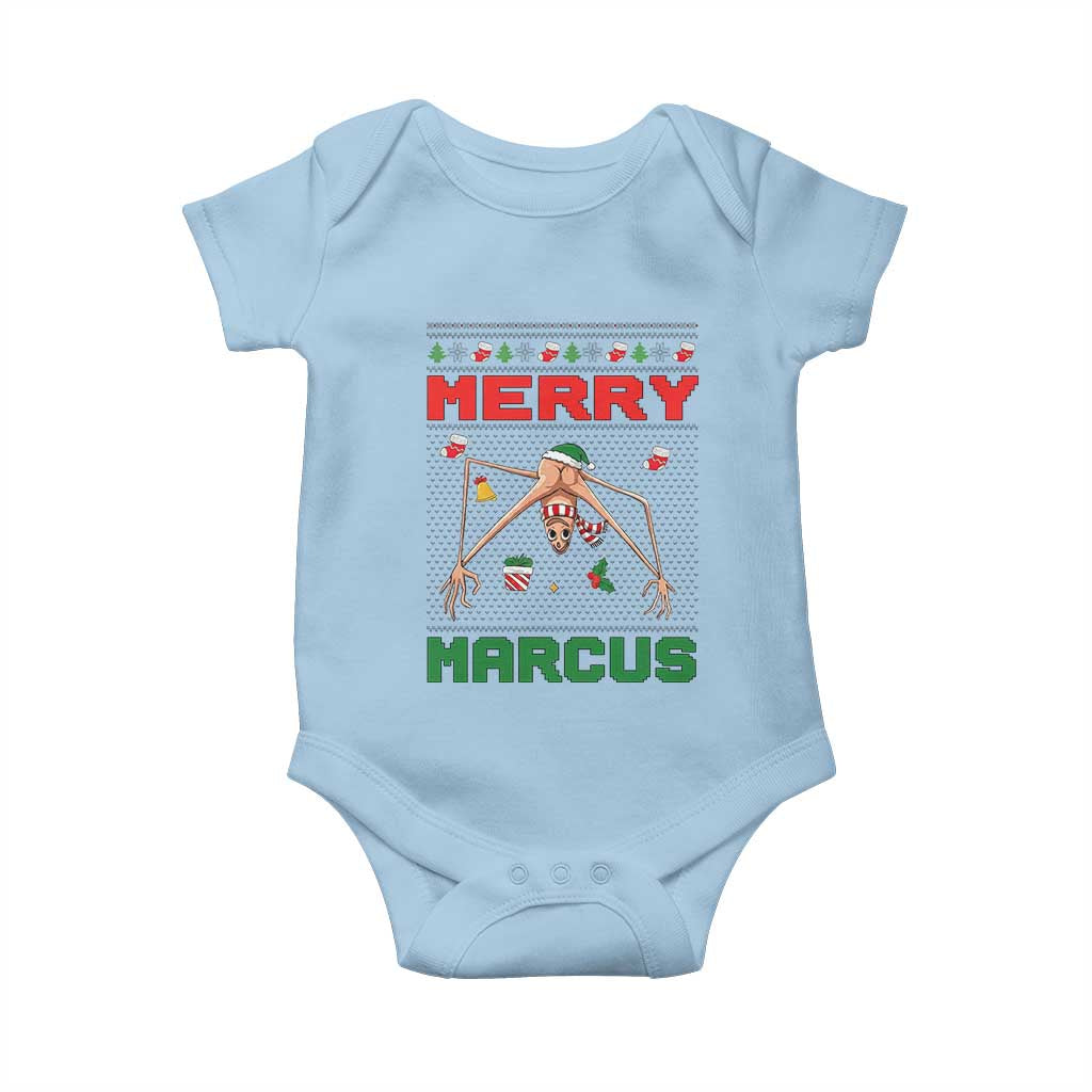 Marcus The Worm Meme Merry Marcus Baby Onesie Funny Ugly Christmas Gift TS12 Light Blue Print Your Wear