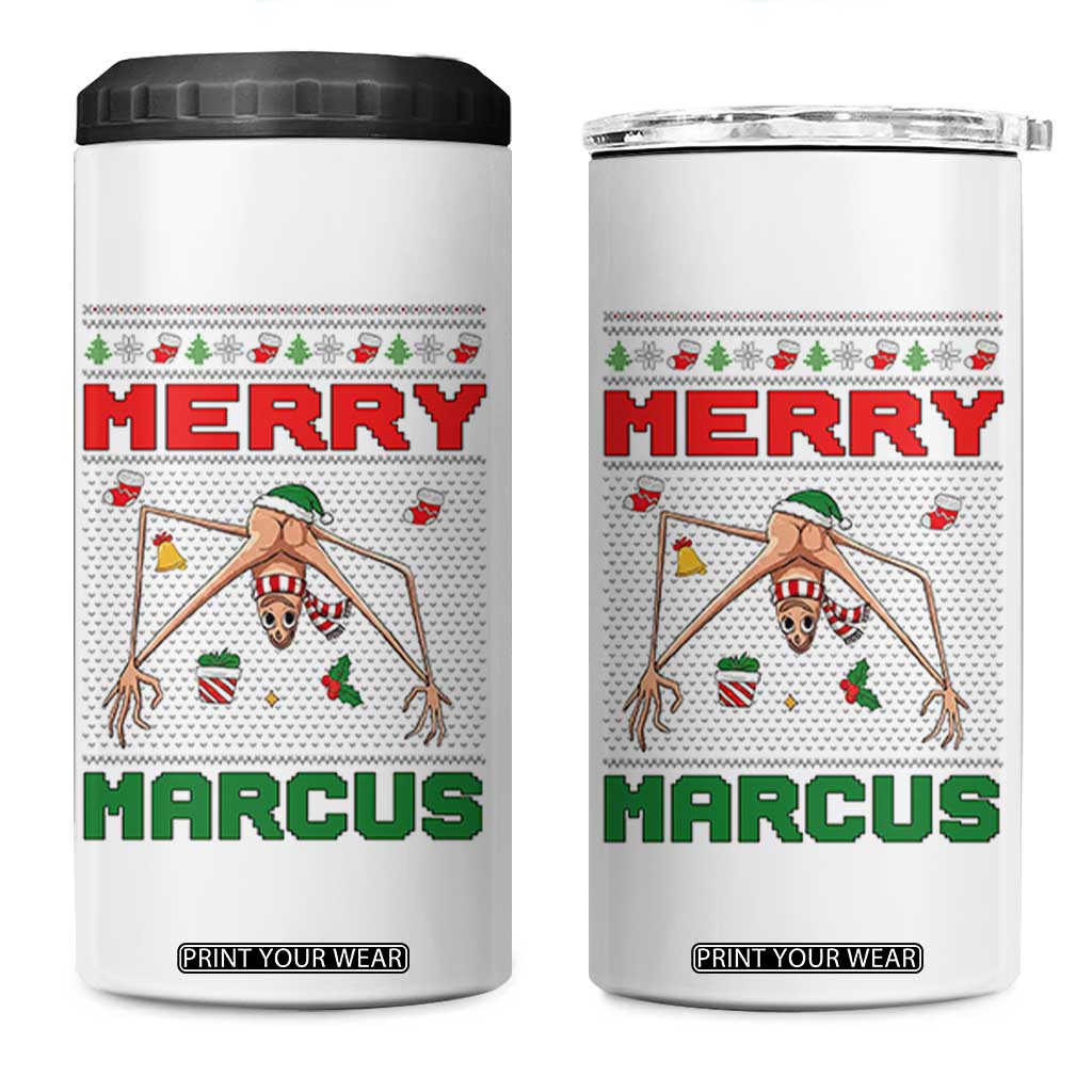 Marcus The Worm Meme Merry Marcus 4 in 1 Can Cooler Tumbler Funny Ugly Christmas Gift - Print Your Wear