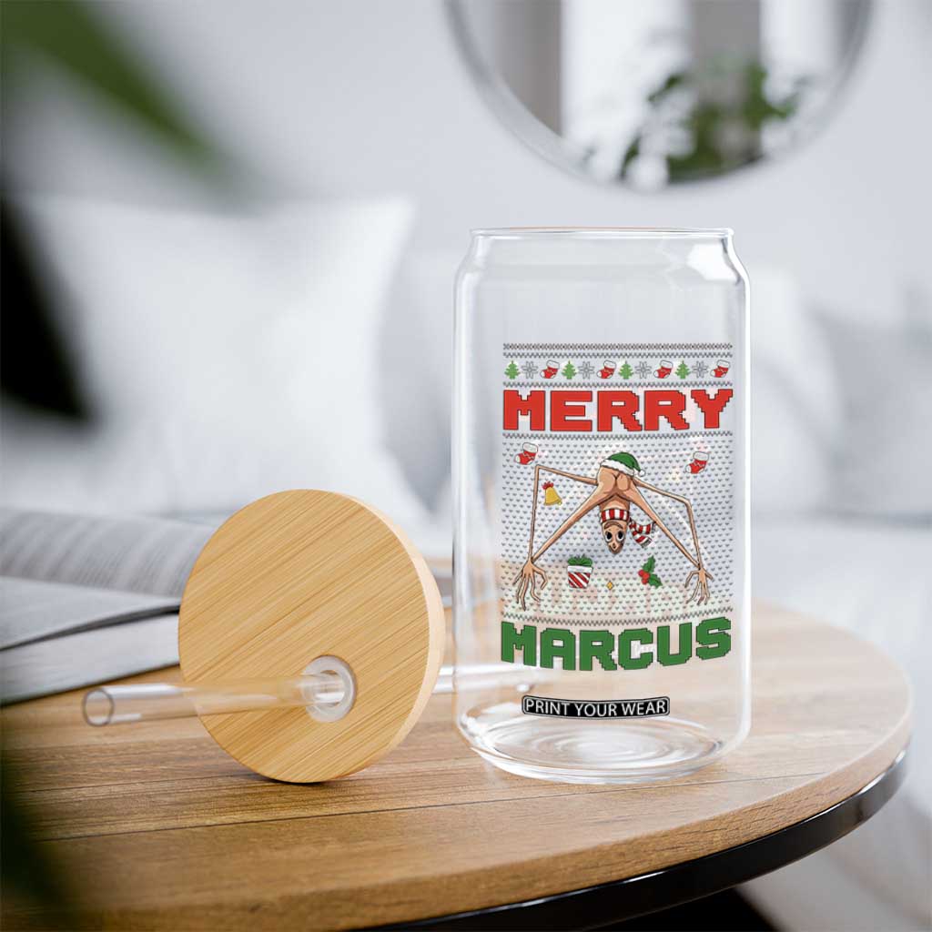 Marcus The Worm Meme Merry Marcus Glass Can Funny Ugly Christmas Gift - Print Your Wear