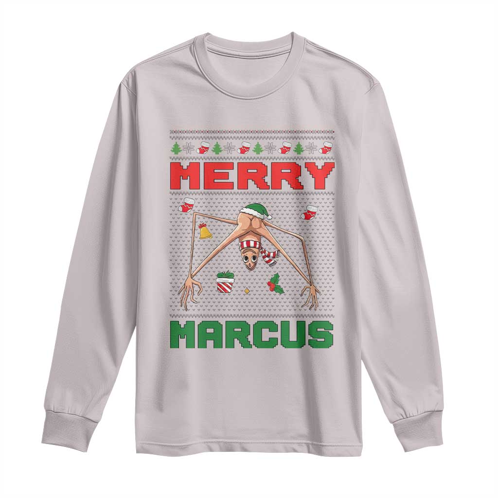 Marcus The Worm Meme Merry Marcus Long Sleeve Shirt Funny Ugly Christmas Gift TS12 Ice Gray Print Your Wear
