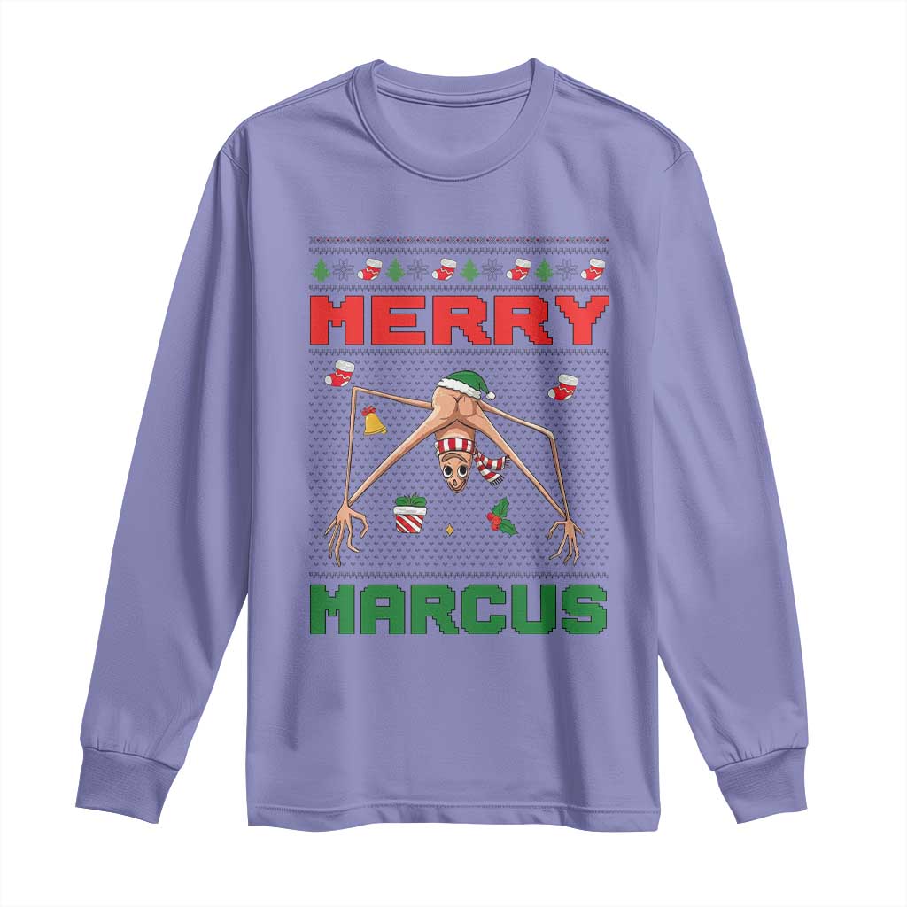 Marcus The Worm Meme Merry Marcus Long Sleeve Shirt Funny Ugly Christmas Gift TS12 Violet Print Your Wear