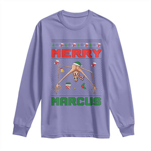 Marcus The Worm Meme Merry Marcus Long Sleeve Shirt Funny Ugly Christmas Gift TS12 Violet Print Your Wear