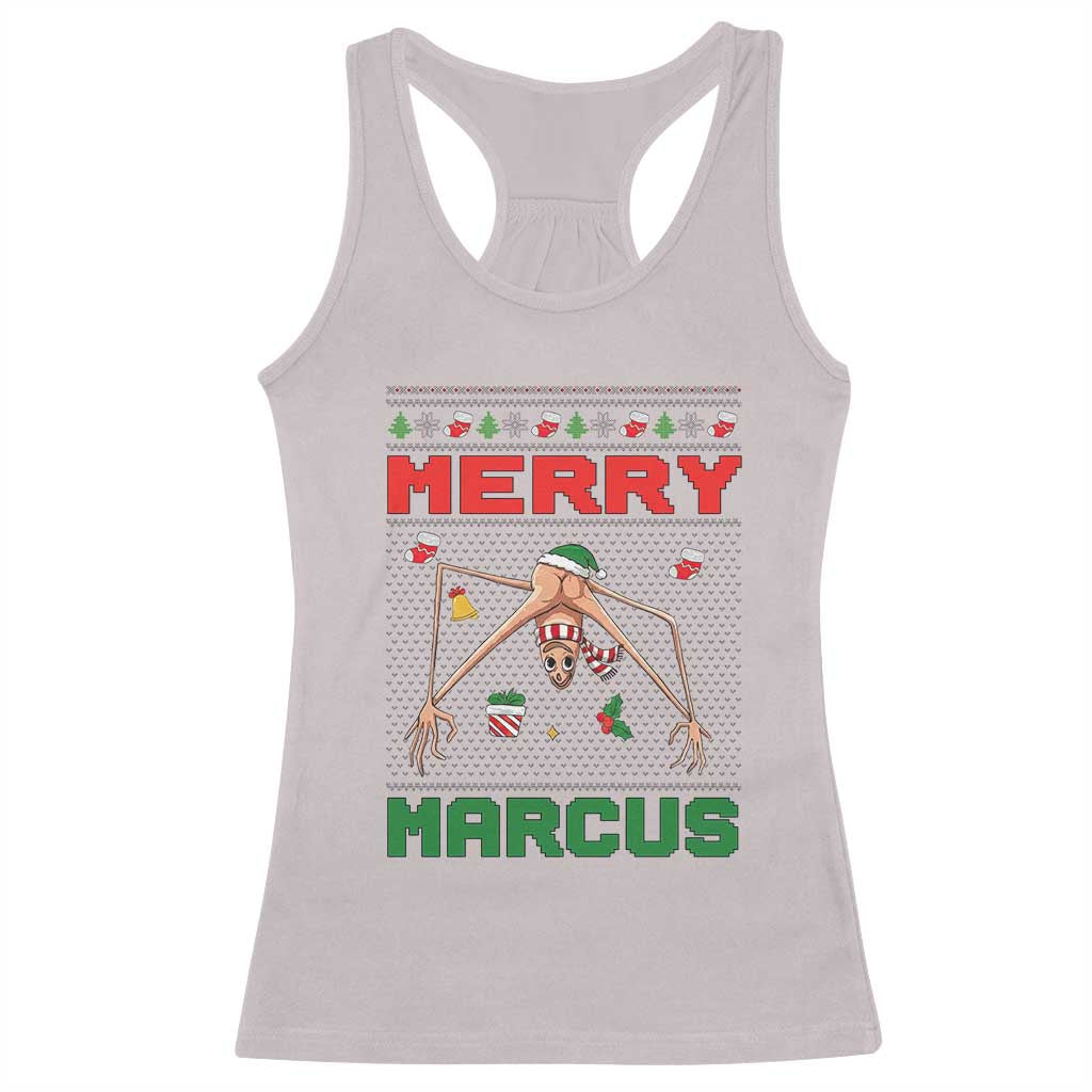 Marcus The Worm Meme Merry Marcus Racerback Tank Top Funny Ugly Christmas Gift TS12 Ice Gray Print Your Wear