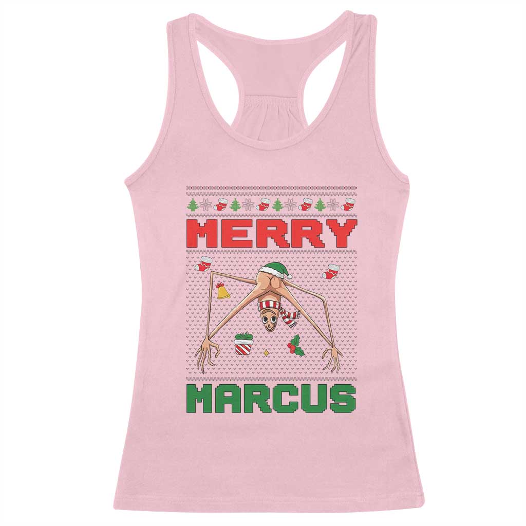 Marcus The Worm Meme Merry Marcus Racerback Tank Top Funny Ugly Christmas Gift TS12 Light Pink Print Your Wear