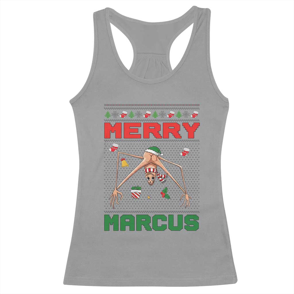 Marcus The Worm Meme Merry Marcus Racerback Tank Top Funny Ugly Christmas Gift TS12 Sport Gray Print Your Wear