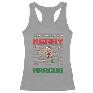 Marcus The Worm Meme Merry Marcus Racerback Tank Top Funny Ugly Christmas Gift TS12 Sport Gray Print Your Wear