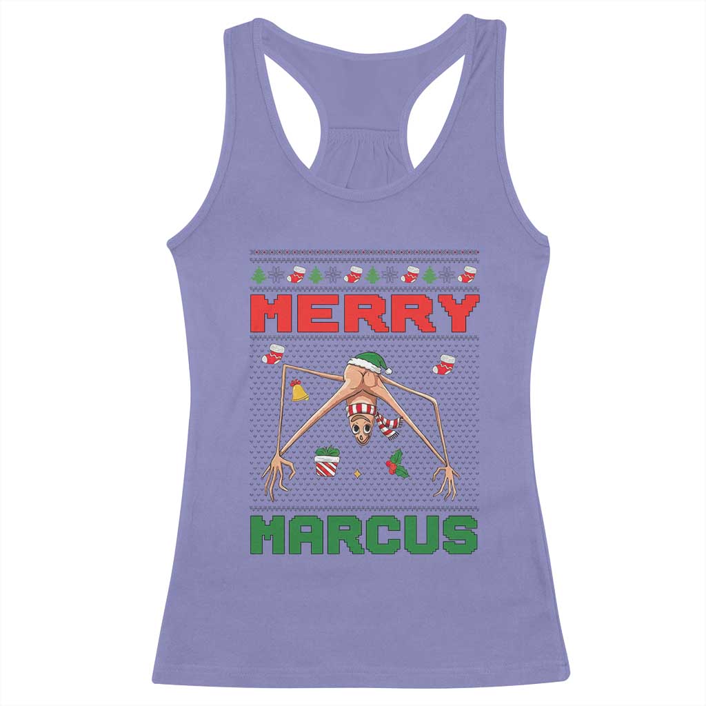 Marcus The Worm Meme Merry Marcus Racerback Tank Top Funny Ugly Christmas Gift TS12 Violet Print Your Wear