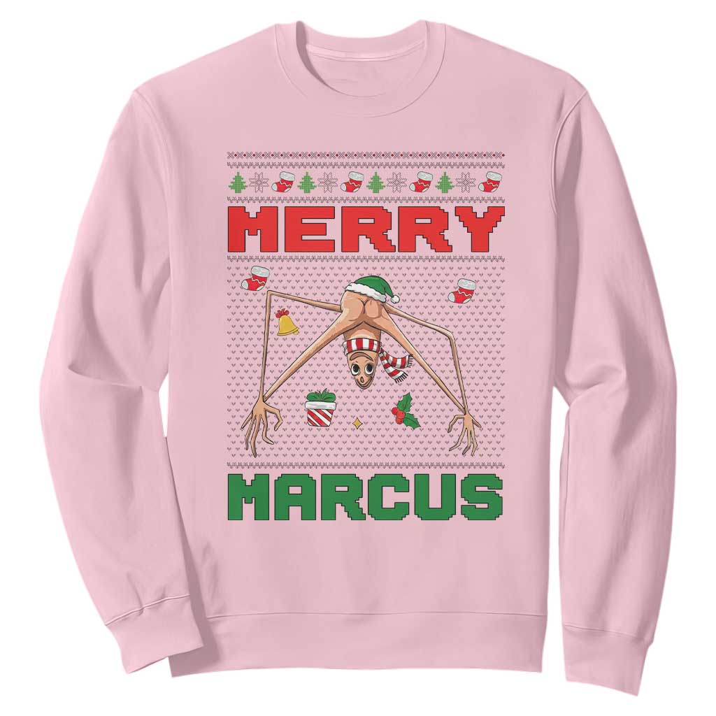 Marcus The Worm Meme Merry Marcus Sweatshirt Funny Ugly Christmas Gift TS12 Light Pink Print Your Wear