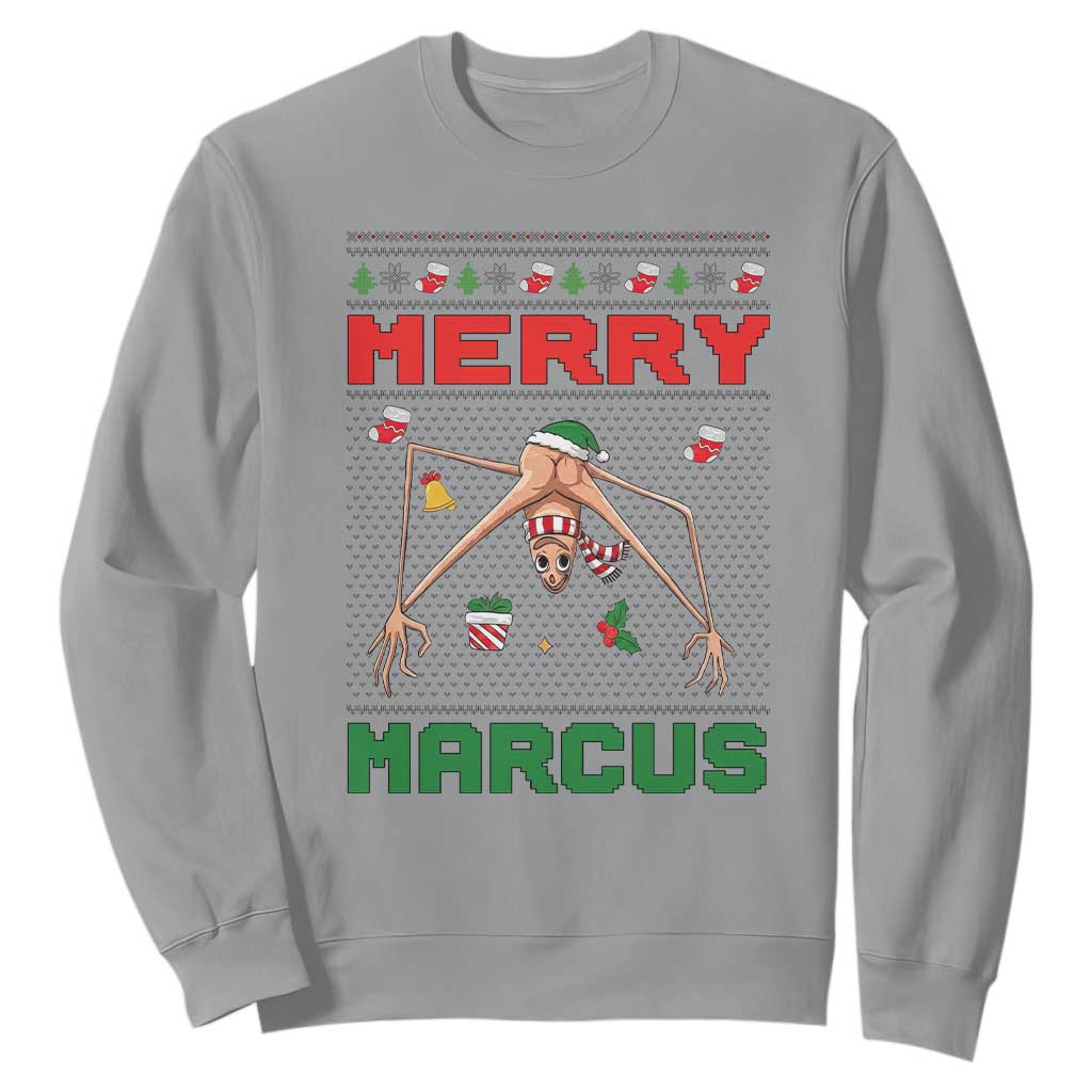 Marcus The Worm Meme Merry Marcus Sweatshirt Funny Ugly Christmas Gift TS12 Sport Gray Print Your Wear