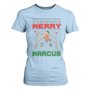 Marcus The Worm Meme Merry Marcus T Shirt For Women Funny Ugly Christmas Gift TS12 Light Blue Print Your Wear