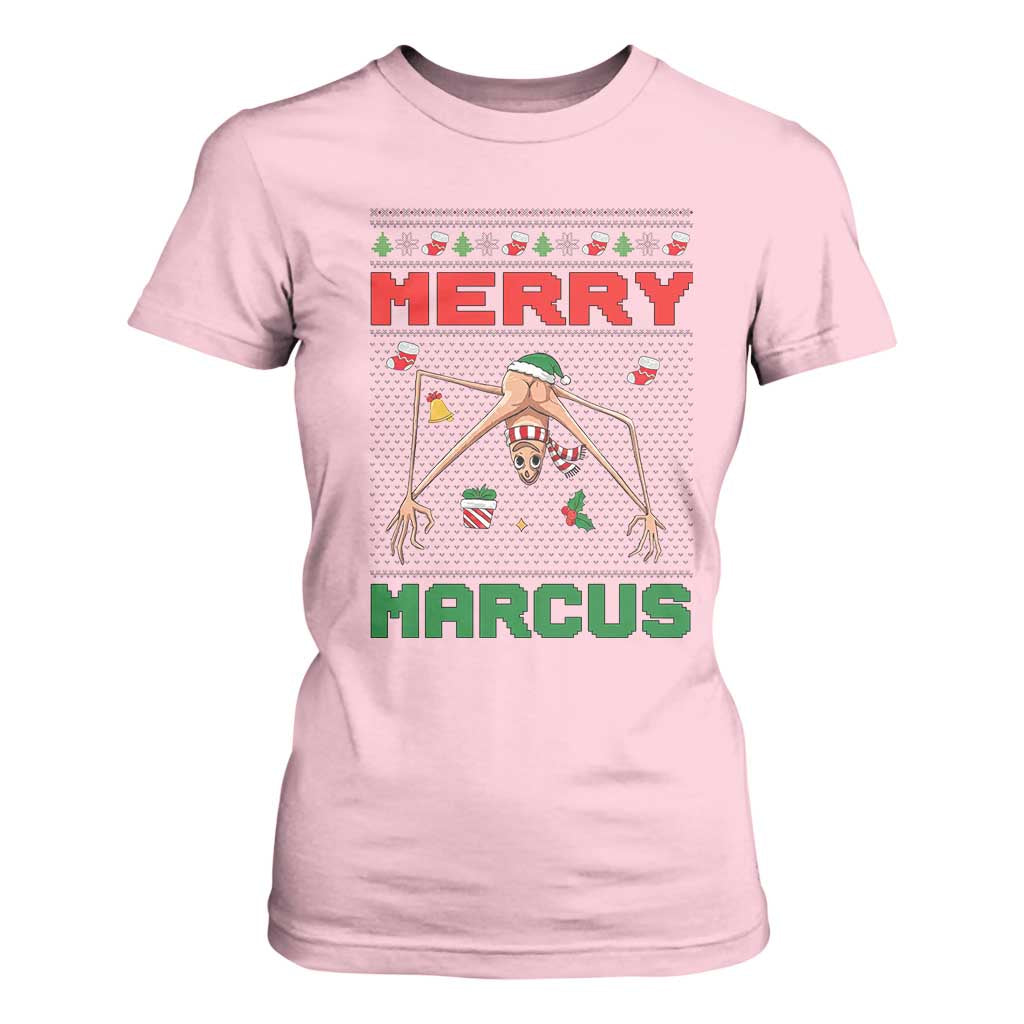 Marcus The Worm Meme Merry Marcus T Shirt For Women Funny Ugly Christmas Gift TS12 Light Pink Print Your Wear