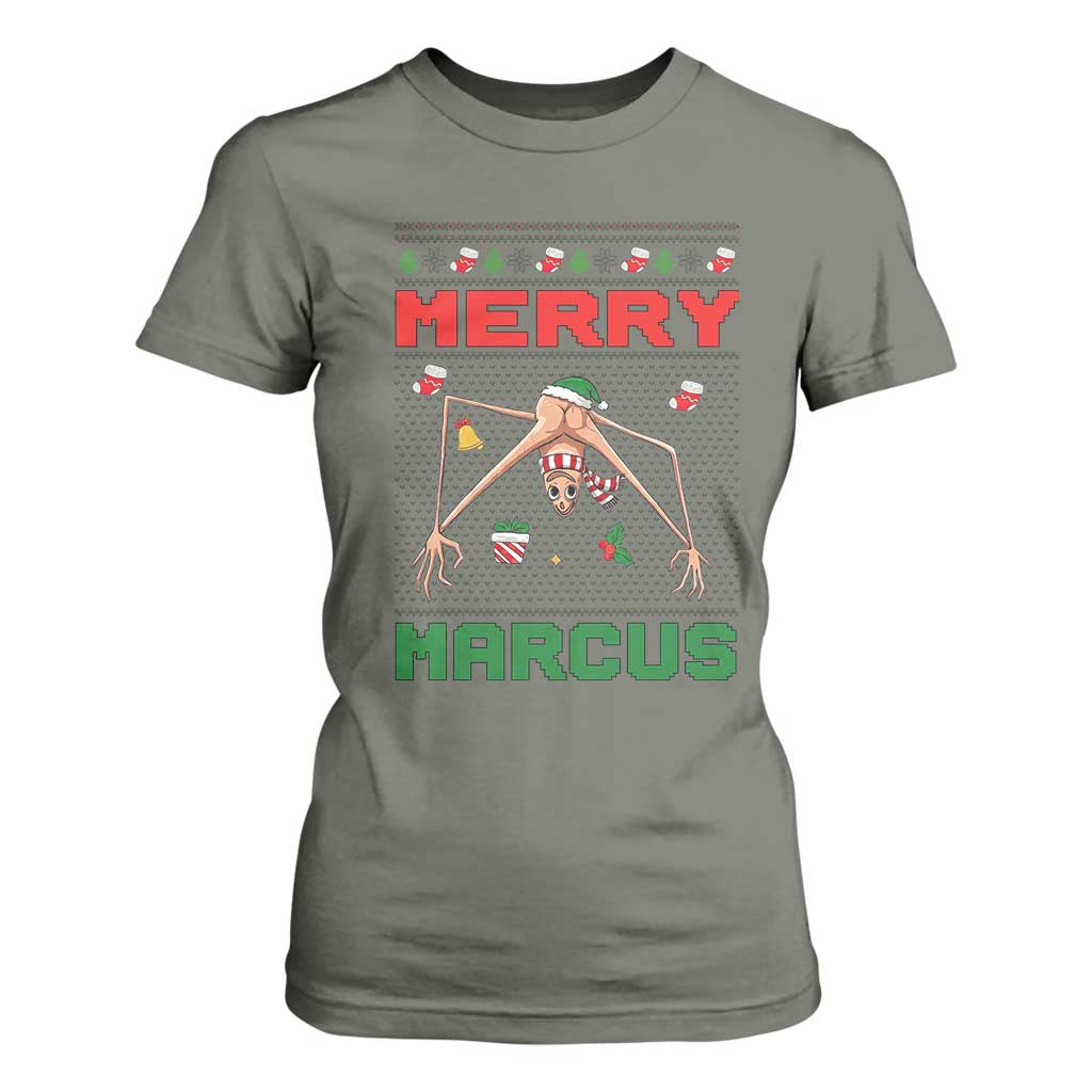 Marcus The Worm Meme Merry Marcus T Shirt For Women Funny Ugly Christmas Gift TS12 Military Green Print Your Wear