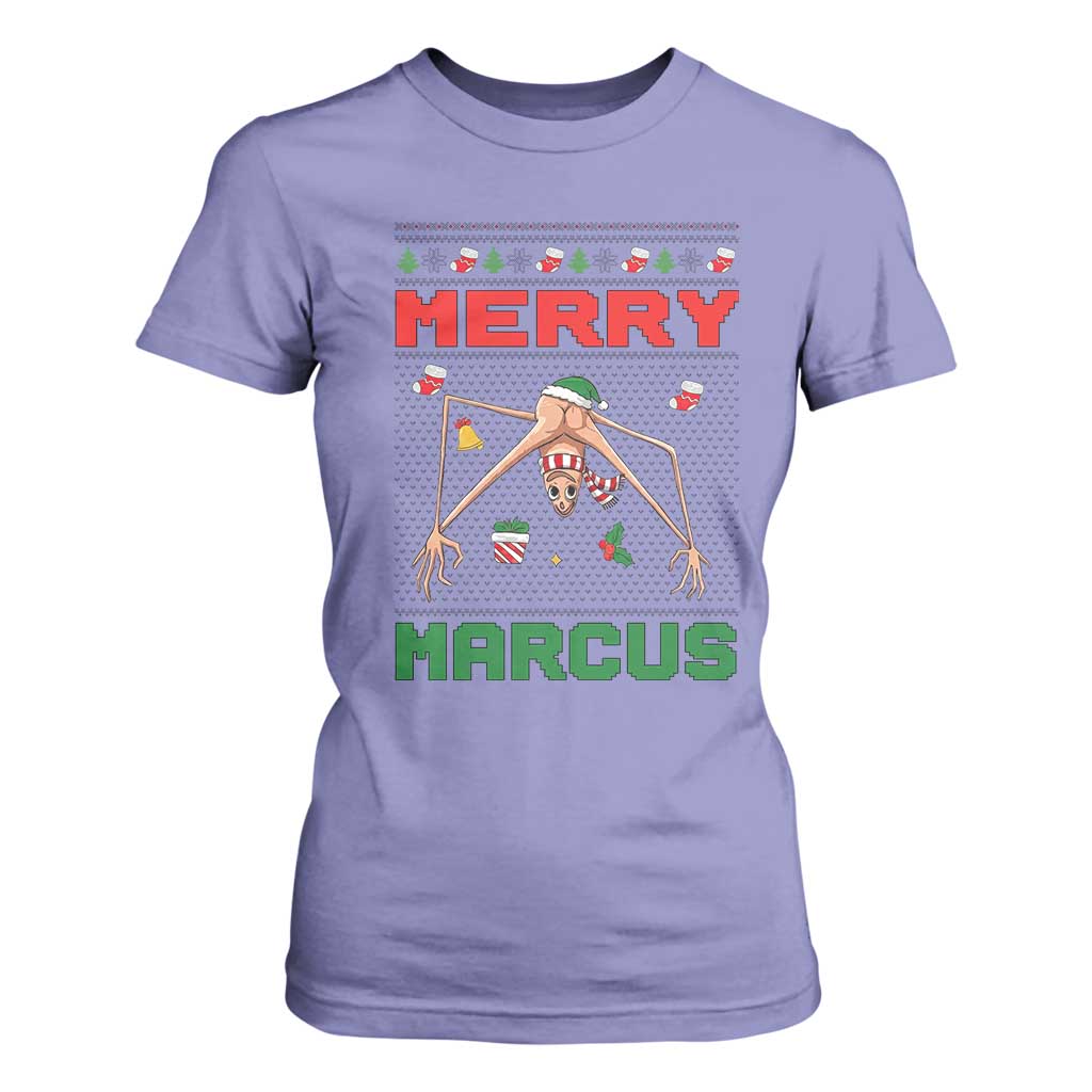 Marcus The Worm Meme Merry Marcus T Shirt For Women Funny Ugly Christmas Gift TS12 Violet Print Your Wear