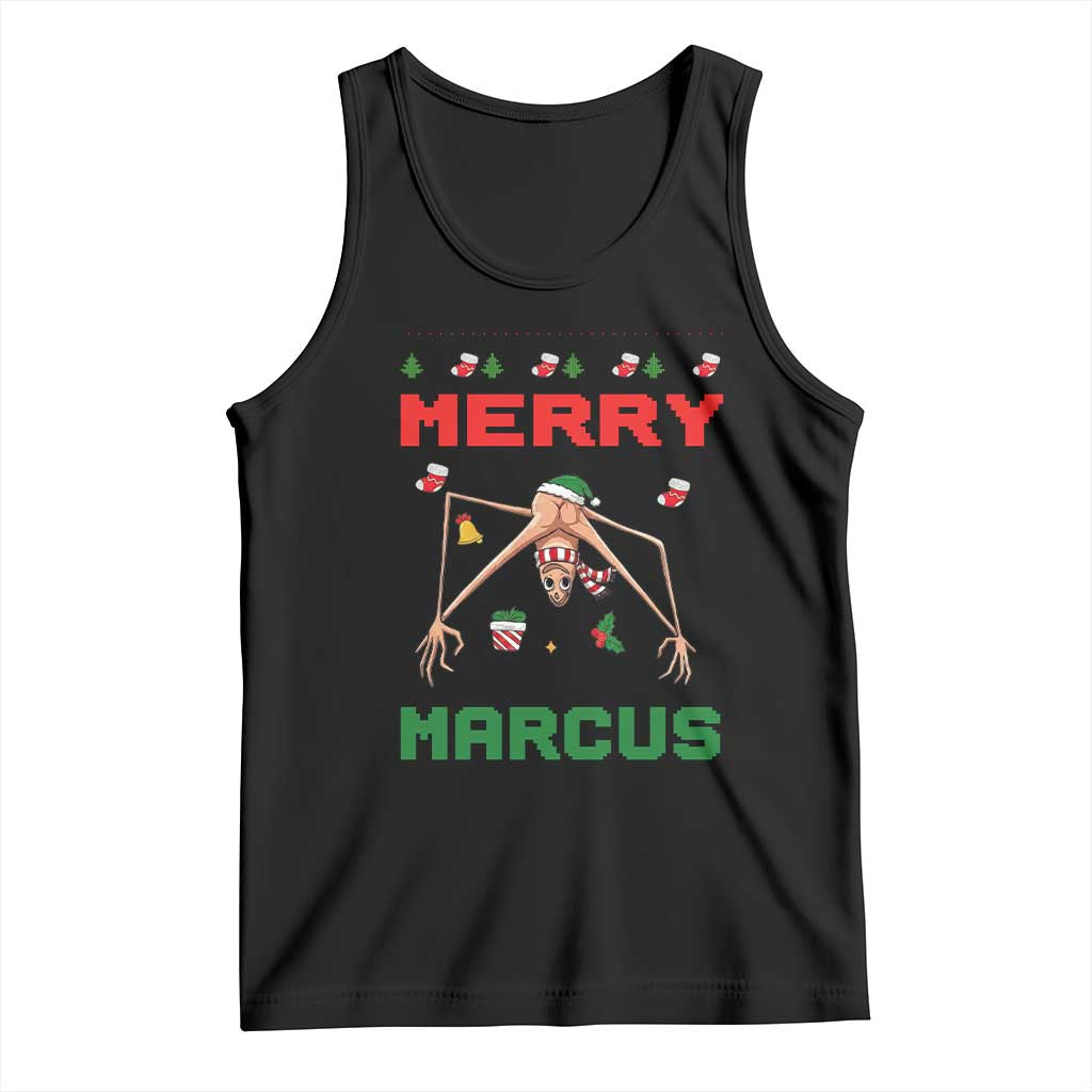 Marcus The Worm Meme Merry Marcus Tank Top Funny Ugly Christmas Gift TS12 Black Print Your Wear