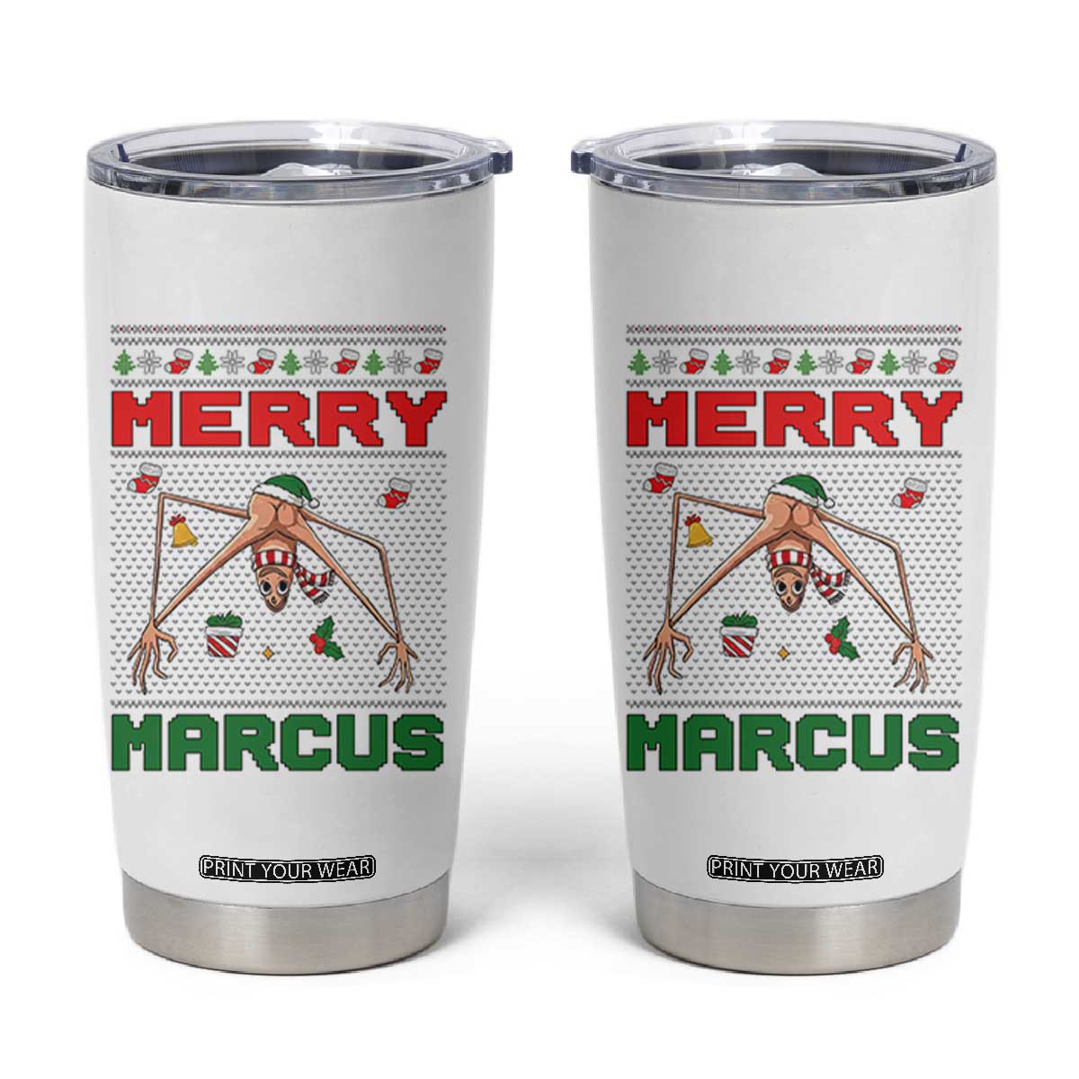 Marcus The Worm Meme Merry Marcus Tumbler Cup Funny Ugly Christmas Gift - Print Your Wear