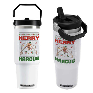 Marcus The Worm Meme Merry Marcus Flip Straw Tumbler Funny Ugly Christmas Gift TS12 One Size: 30 oz White Print Your Wear