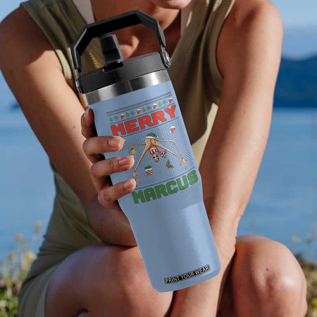 Marcus The Worm Meme Merry Marcus Flip Straw Tumbler Funny Ugly Christmas Gift - Print Your Wear