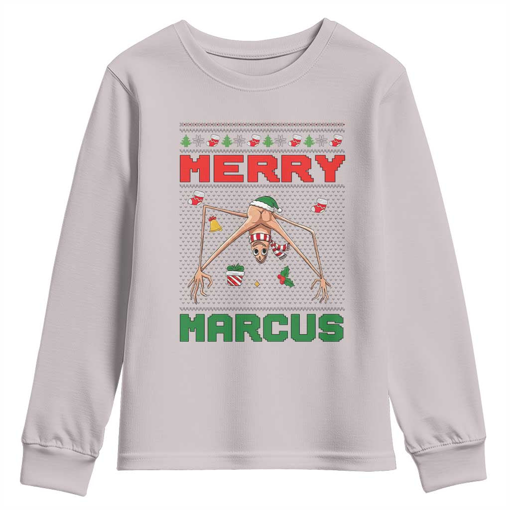 Marcus The Worm Meme Merry Marcus Youth Sweatshirt Funny Ugly Christmas Gift TS12 Ice Gray Print Your Wear