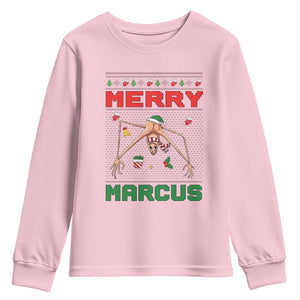 Marcus The Worm Meme Merry Marcus Youth Sweatshirt Funny Ugly Christmas Gift TS12 Light Pink Print Your Wear