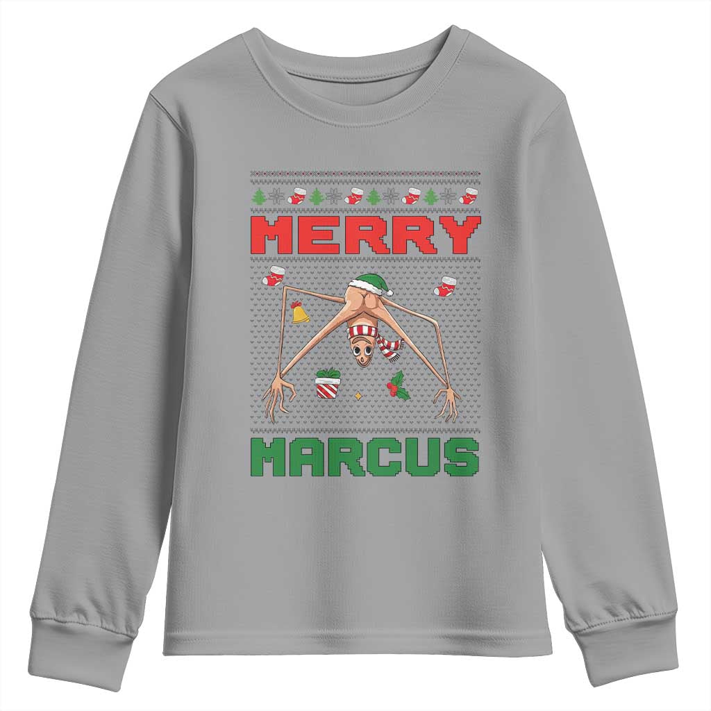 Marcus The Worm Meme Merry Marcus Youth Sweatshirt Funny Ugly Christmas Gift TS12 Sport Gray Print Your Wear