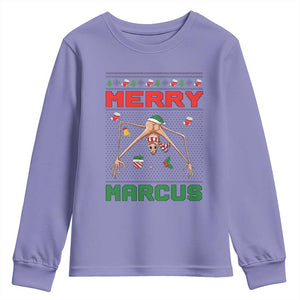 Marcus The Worm Meme Merry Marcus Youth Sweatshirt Funny Ugly Christmas Gift TS12 Violet Print Your Wear