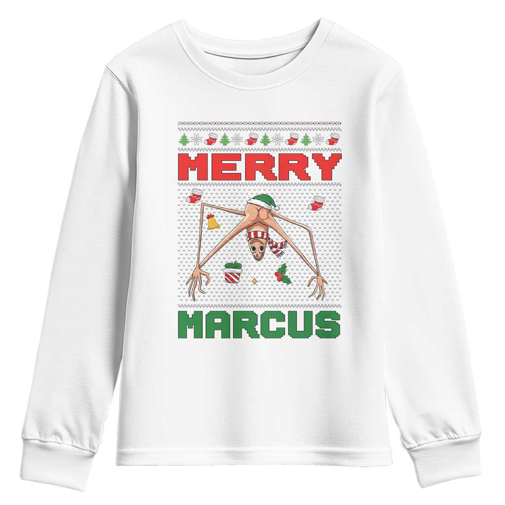 Marcus The Worm Meme Merry Marcus Youth Sweatshirt Funny Ugly Christmas Gift TS12 White Print Your Wear