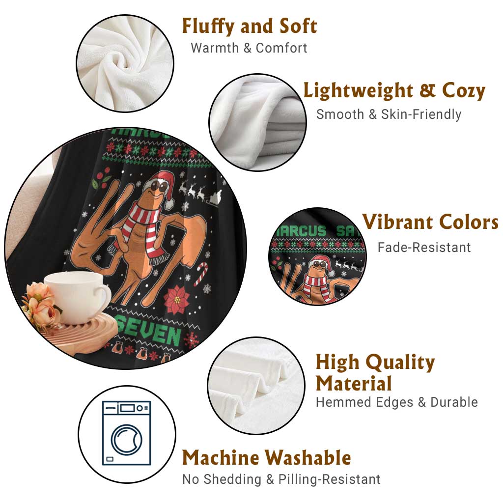 Marcus Says Six Seven Throw Blanket Funny Ugly Christmas Meme Gift TS12 Print Your Wear