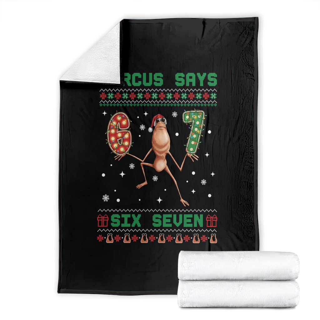 Marcus Says Six Seven Meme Christmas Ugly Sweater Throw Blanket Trendy Tiktok Gift TS12 Black Print Your Wear