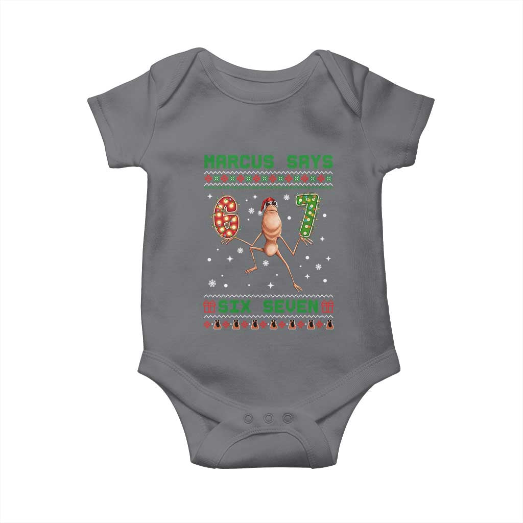 Marcus Says Six Seven Meme Christmas Ugly Sweater Baby Onesie Trendy Tiktok Gift TS12 Charcoal Print Your Wear