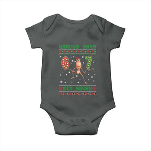 Marcus Says Six Seven Meme Christmas Ugly Sweater Baby Onesie Trendy Tiktok Gift TS12 Dark Heather Print Your Wear