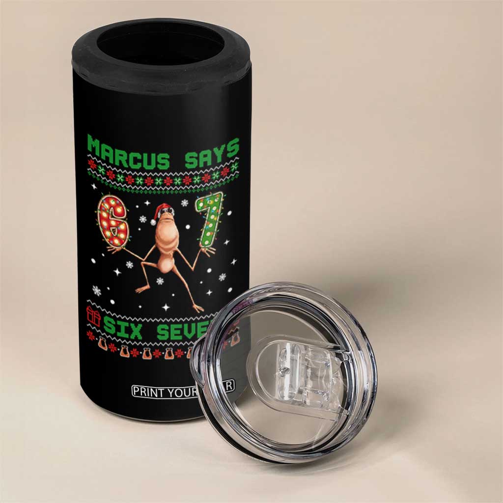 Marcus Says Six Seven Meme Christmas Ugly Sweater 4 in 1 Can Cooler Tumbler Trendy Tiktok Gift - Print Your Wear