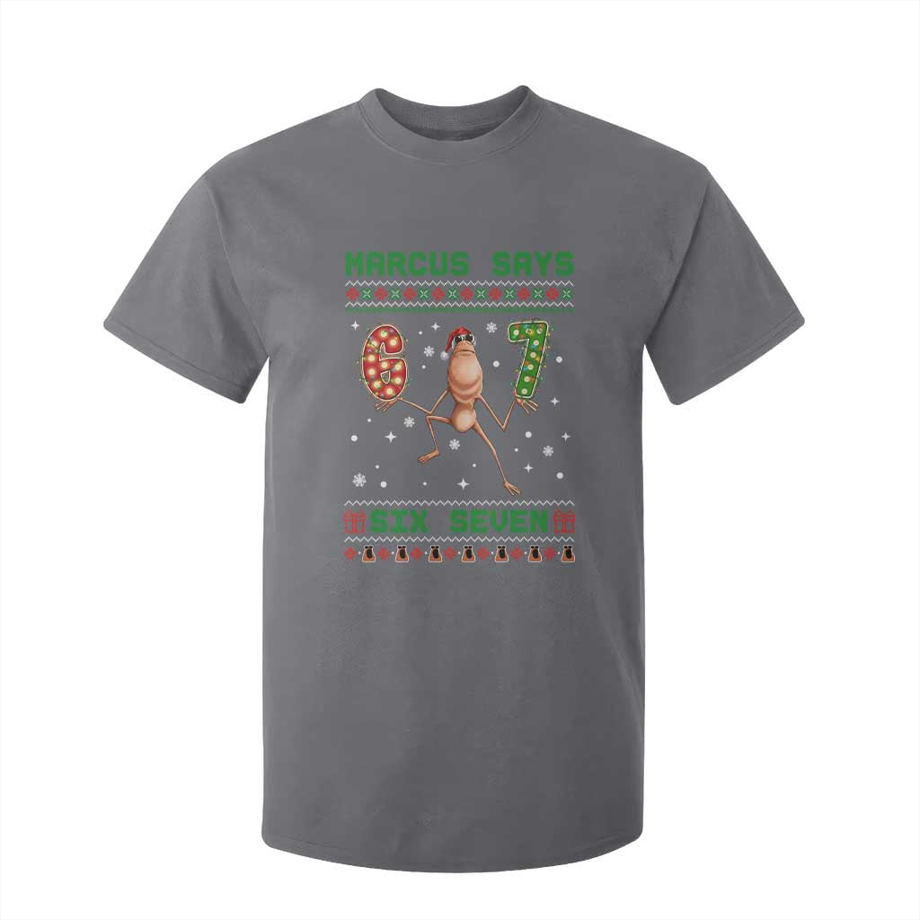 Marcus Says Six Seven Meme Christmas Ugly Sweater T Shirt For Kid Trendy Tiktok Gift TS12 Charcoal Print Your Wear