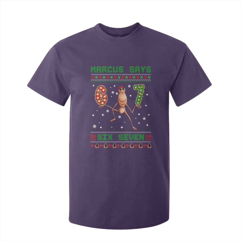 Marcus Says Six Seven Meme Christmas Ugly Sweater T Shirt For Kid Trendy Tiktok Gift TS12 Purple Print Your Wear