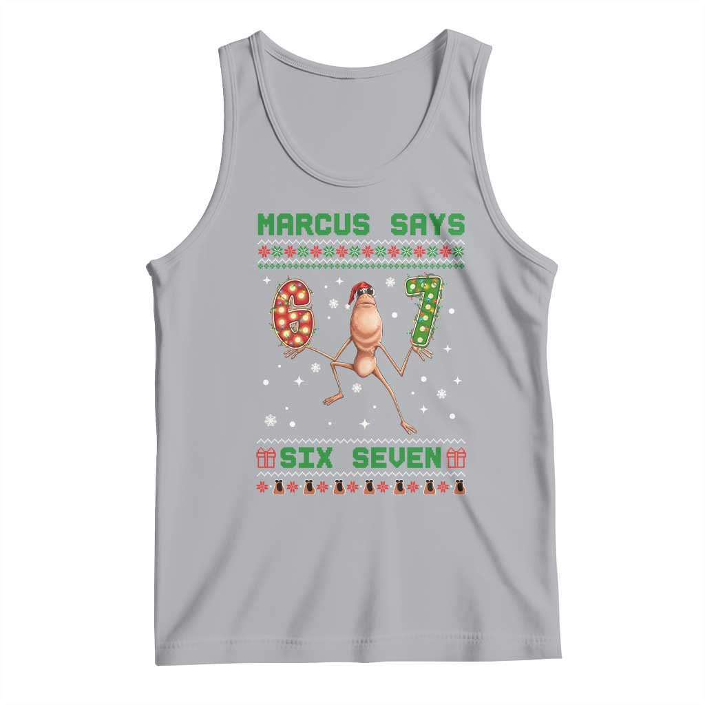 Marcus Says Six Seven Meme Christmas Ugly Sweater Tank Top Trendy Tiktok Gift TS12 Athletic Heather Print Your Wear