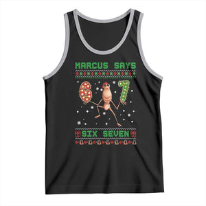 Marcus Says Six Seven Meme Christmas Ugly Sweater Tank Top Trendy Tiktok Gift TS12 Black Athletic Heather Print Your Wear