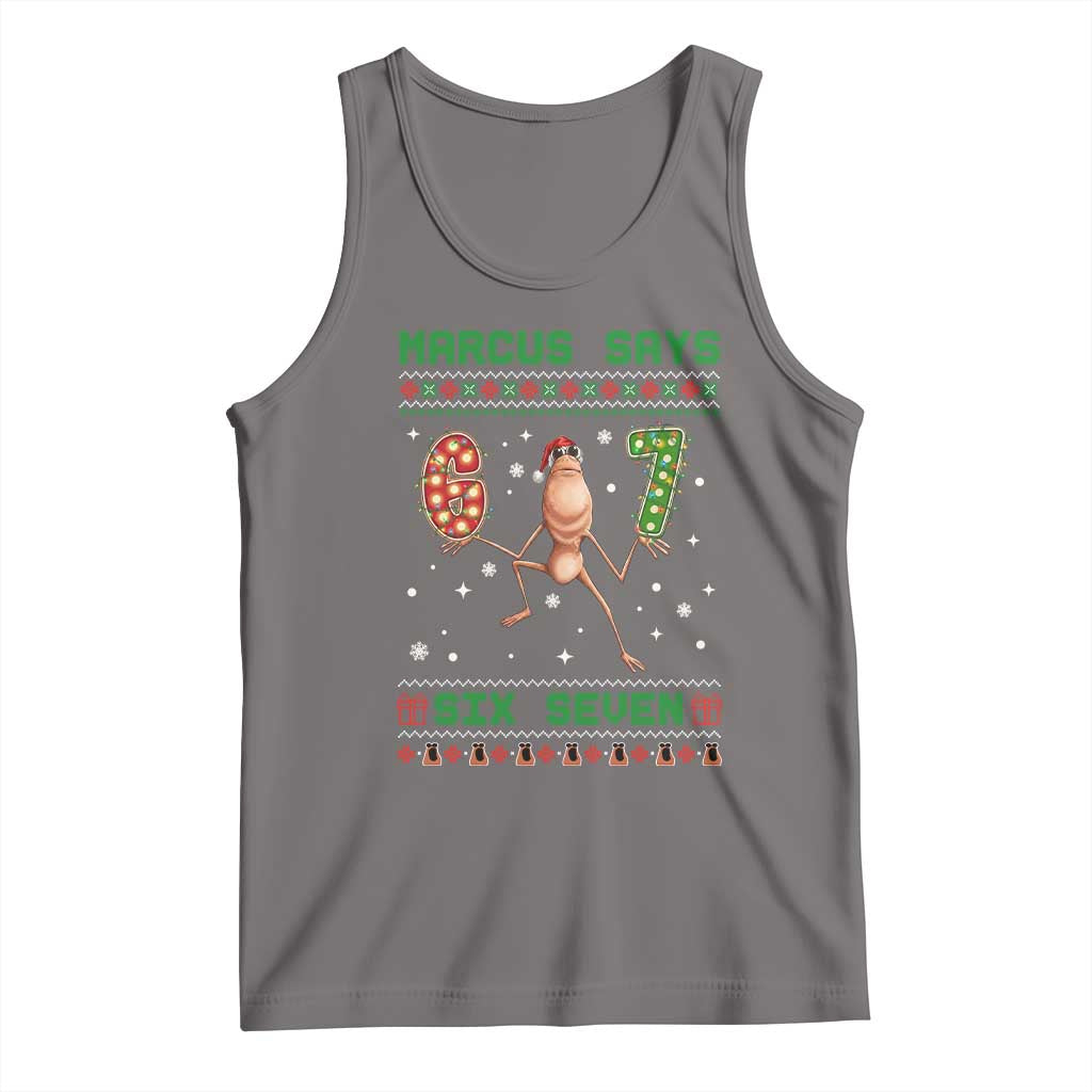 Marcus Says Six Seven Meme Christmas Ugly Sweater Tank Top Trendy Tiktok Gift TS12 Deep Heather Print Your Wear